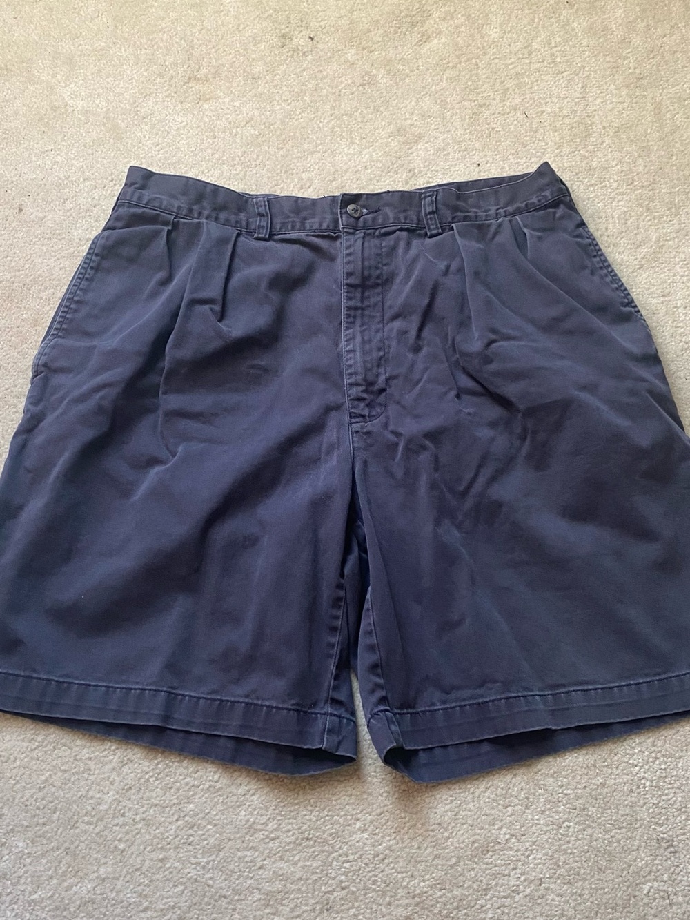 Polo Ralph Lauren Tyler Shorts Mens Navy Blue Size 32 100% Cotton Pleated